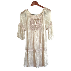 Bellamrbia Silk Blend Boho Tiered Dress made in  Italy ivory off white